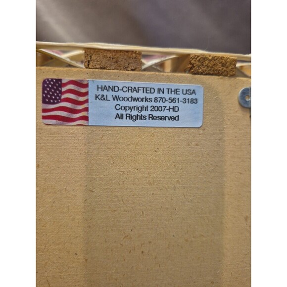 HAND CRAFTED WOODEN BASKET K&L WOODWORKS WITH SIGNED TEDDY GARDENING PRINT WALL - Picture 8 of 10